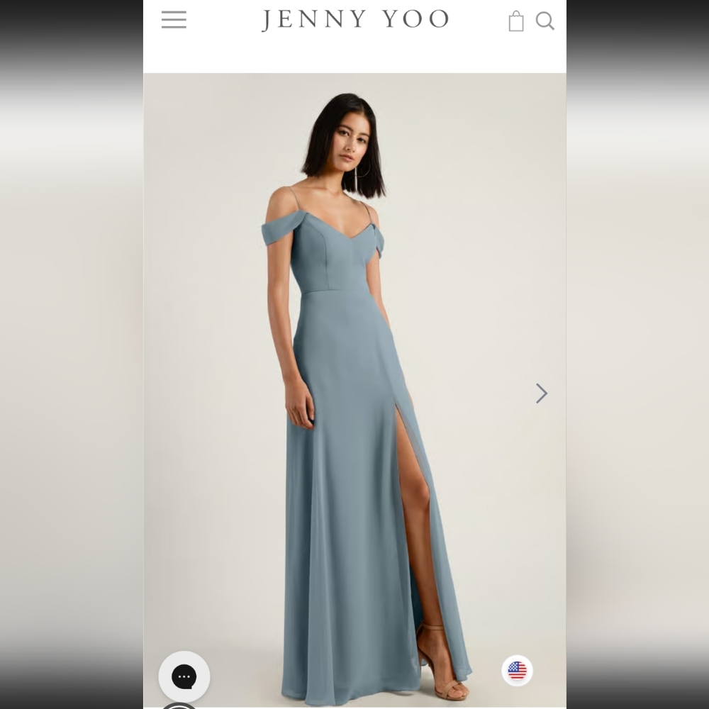 Jenny Yoo Women's Priya Bridesmaid Prom Chiffon Dress Gown, Mayan Blue, Size 18